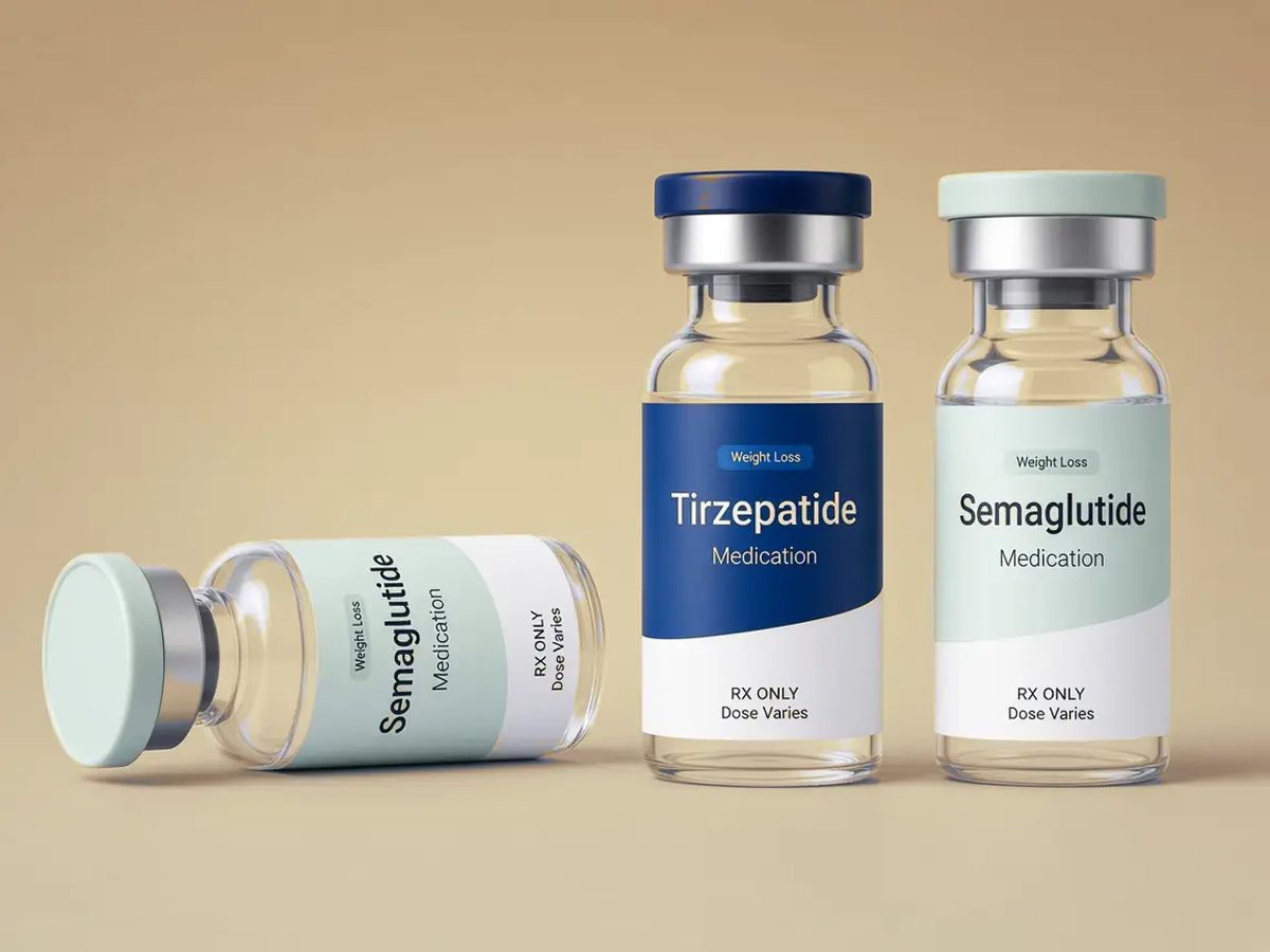 Personalized Semaglutide and Tirzepatide medication vials
